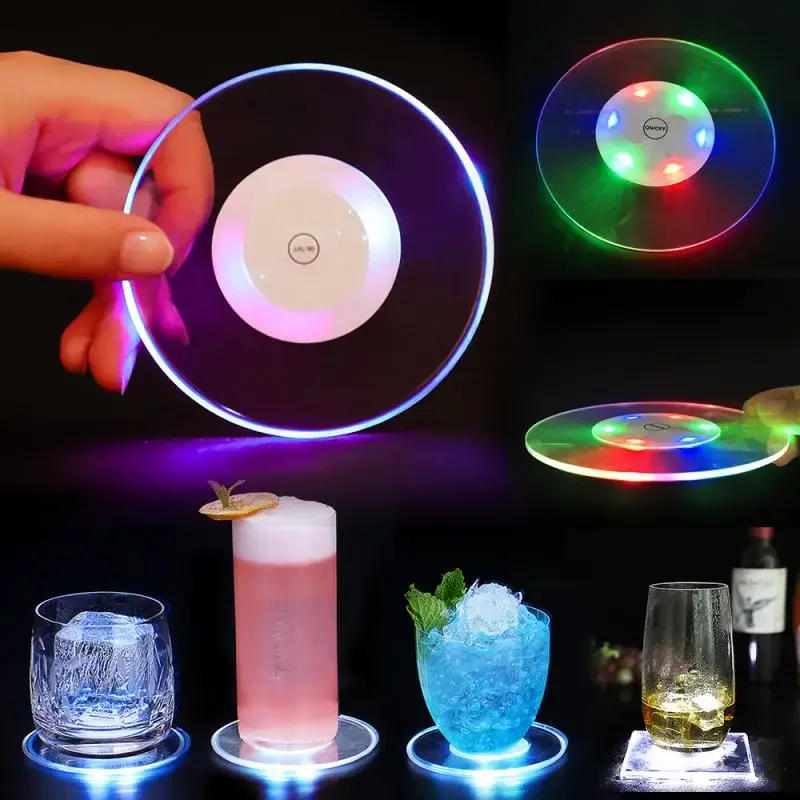 Description Picture 2 of itemLED Coaster Cup Holder Mug Stand Light Colorful Bar Mat Table Placemat Party Drink Glass Creative Pad Round Kitchen Home Decor