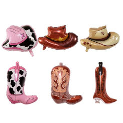 Western Cowboy Theme Aluminum Film Balloon Cowboy Boots Hat Party Decoration Balloon Birthday Party Balloon