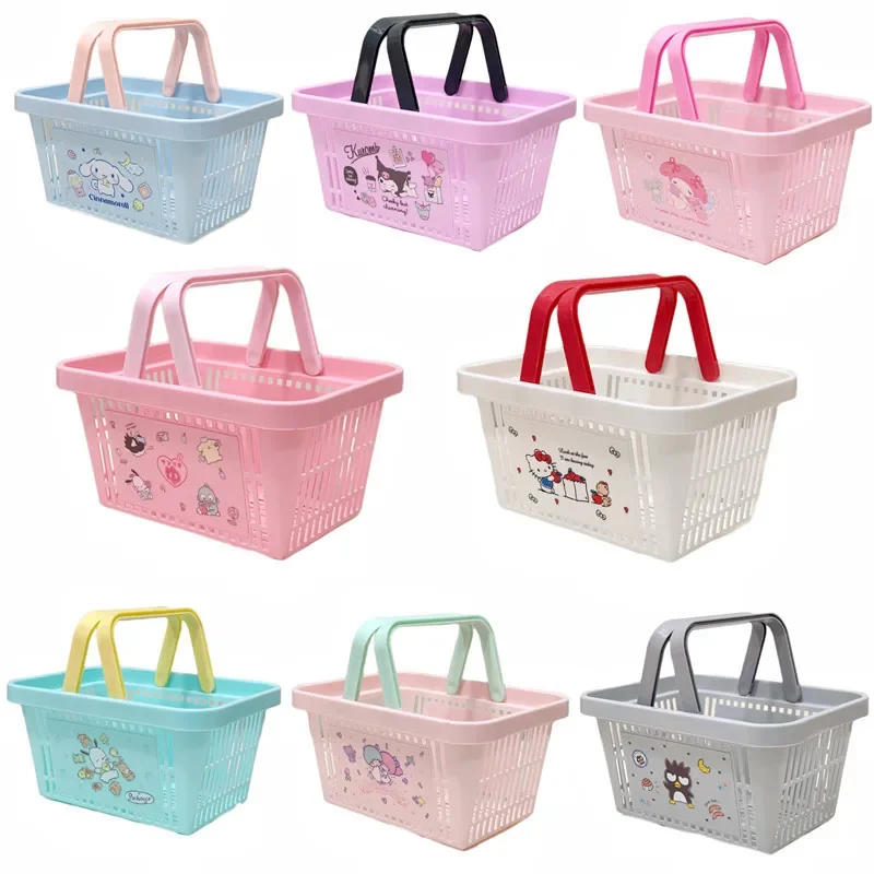 Description Picture 2 of itemKawaii Sanrio Hello Kitty Cinnamoroll Kuromi Storage Basket Bath Basket Portable Shopping Basket Student Laundry Basket Cartoon