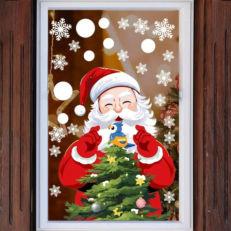 Description Picture 2 of itemChristmas Santa Claus Window Stickers Xmas Tree Hummingbird Glass Wall Stickers Reindeer Snowman White Snow Door Static Stickers