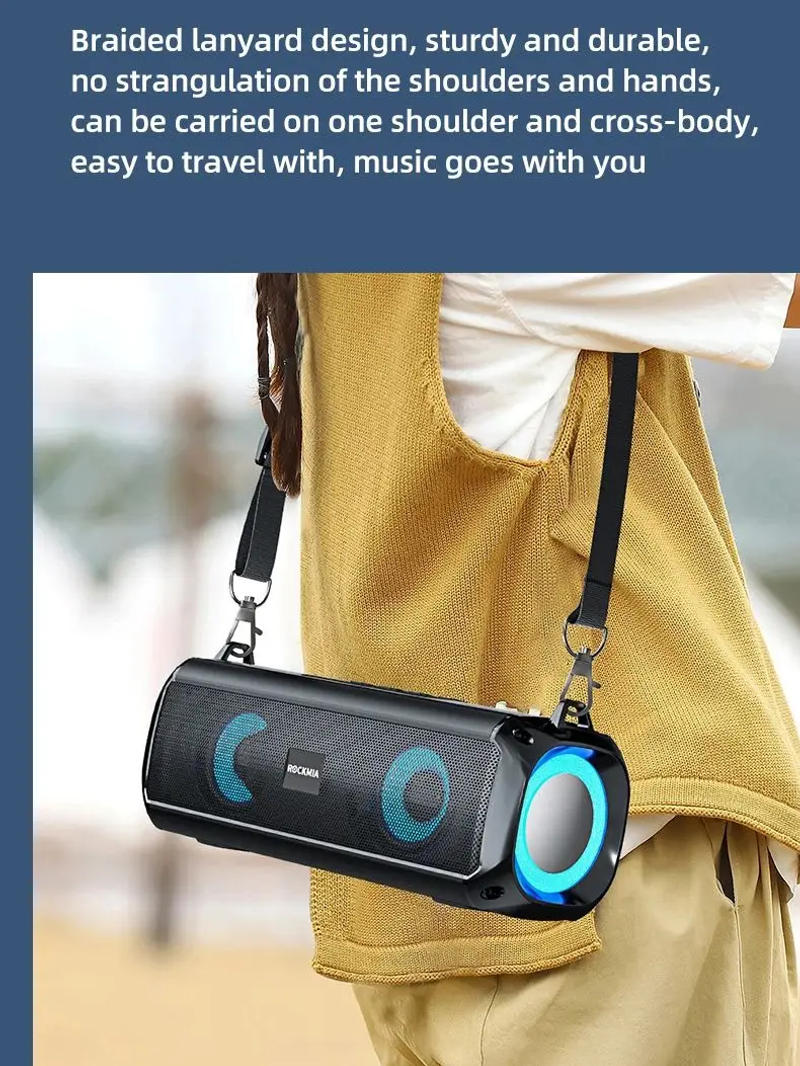 Description Picture 6 of itemPopular RGB LED Lights Speaker Rockmia EBS-045 BT 5.0 Portable Wireless Bluetooth Music Player Micrphone Built TF Card Support