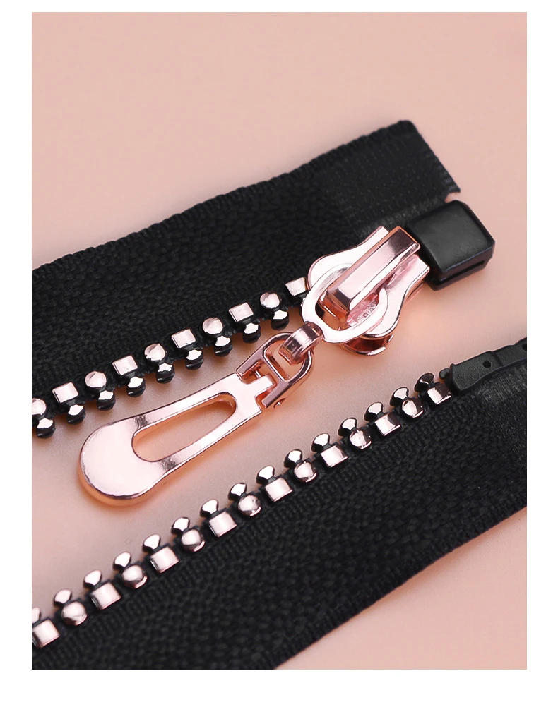 Description Picture 4 of item5PCS 5# Beautiful Zippers 40/50/60/70/80cm Open-end Auto Lock Zippers Rose Gold Resin Teeth Zipper Apparel Accessories