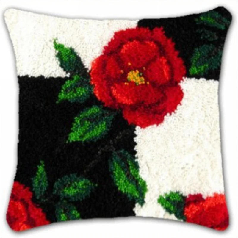 Description Picture 3 of itemKnot Pillow Package Latch Hook Kit Cushion Pillowcase Kussen Set For Needlework DIY Flower Natural Landscape Latch Hook Kits