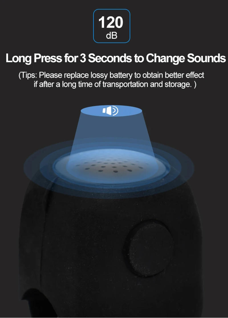 Description Picture 5 of itemElectric Bicycle Bell Bike Horn 3 Sound Mode Motorcycle Warning Horn MTB Road Cycling Handlebar Bells Loud Bell for Safe Riding