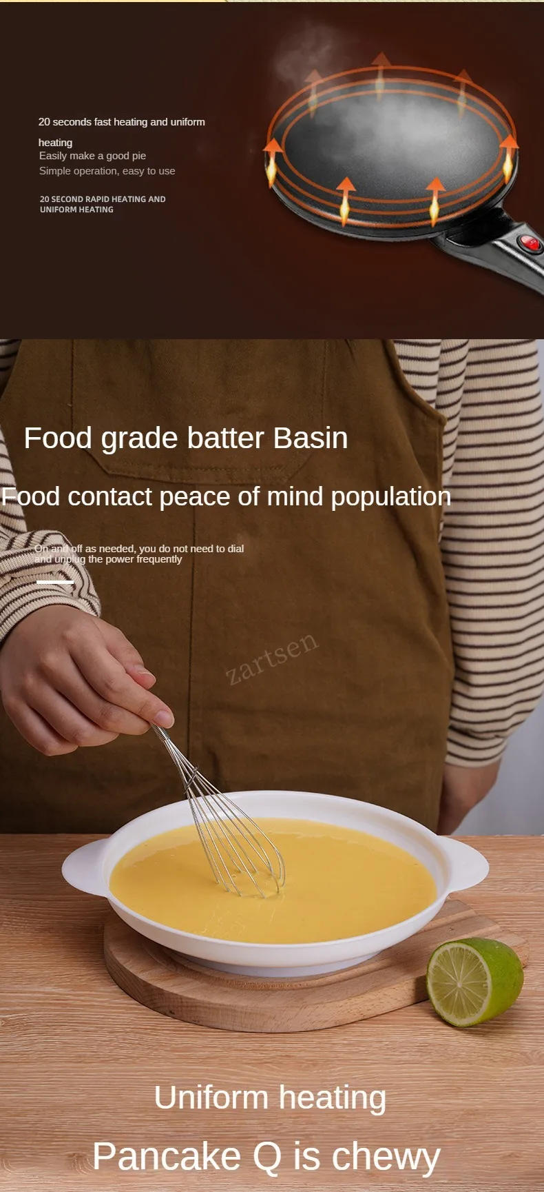 Description Picture 5 of itemElectric Crepe Maker Breakfast Pizza Machine Pancake Baking Pan Cake Non-stick Griddle Chinese Spring Roll Cooking Tools