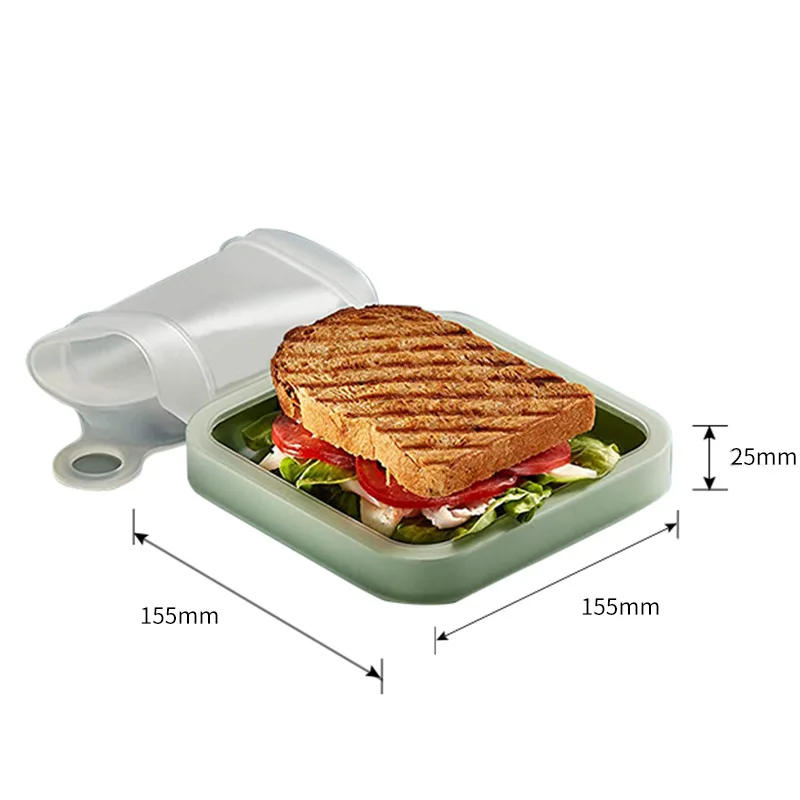 Description Picture 3 of itemSilicone Food Container Sandwich Toast Box Kids School Breakfast Lunch Bento Box Office Worker Food Grade