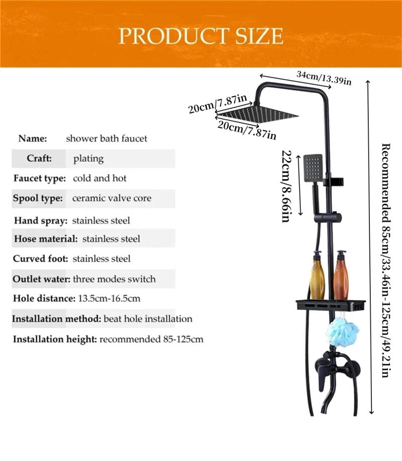 Description Picture 6 of item1pc Bathroom Practical Shower Set Wall-mounted Home Bathing Equipment Rainfall Ceiling Shower Suitable For Bathrooms