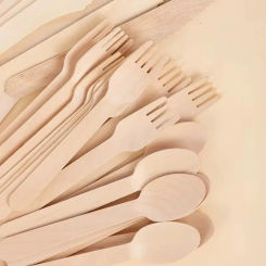 50PCS Disposable Wooden Spoon Fork Knife Cutlery Cake Salad Wooden Spoon Fork Knife Cutlery Kitchen Wedding Birthday Party