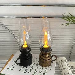 Vintage Decor Retro Candle Holder Candle Stick Kerosene Lamp with Button Battery Table Light Kerosene Oil Lamp Подсвечник