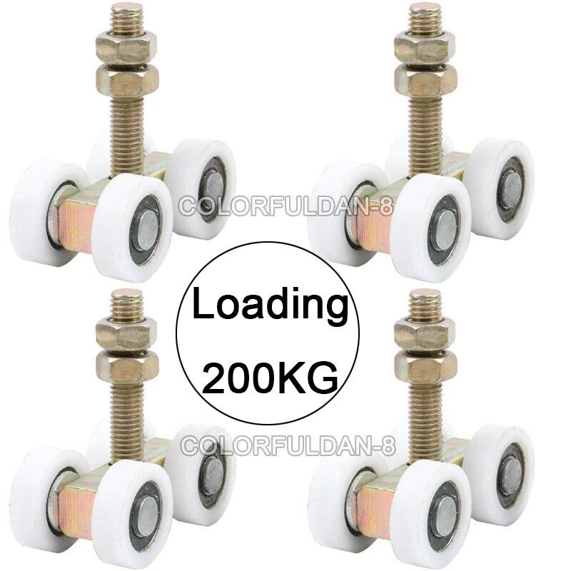 Description Picture 2 of item4PCS Heavy Industrial Hanging Track Rollers Nylon Bearing Silent Sliding Door Rollers Folding Door Guide Rail Wheels Load 200KG