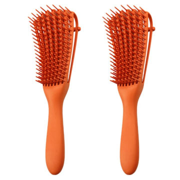 2X Hair Brush Detangling Brush Scalp Massage Hair Comb 3A To 4C Kinky Wavy Curly Hair Brush Women Men Salon Orange