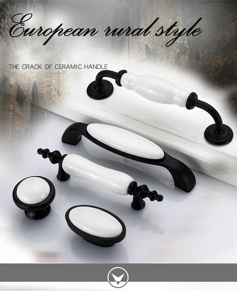 Description Picture 2 of itemBlack-and-white Ceramic Handle Cabinet Wine Cabinet Wardrobe Handle Selling Modern Minimalist European Handle.