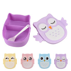 Portable Owl Lunch Box Cartoon Microwave Food-Safe Plastic Food Picnic Container Box For Children Kids School Office Bento Box