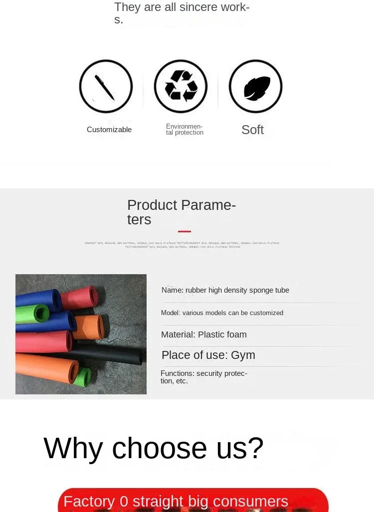 Description Picture 3 of item6mm-50mm(Inner Diameter) 1M Fitness Equipment Handle Bars Thermal Insulation Pipe Sponge Foam Rubber Tube Black Blue Green Red