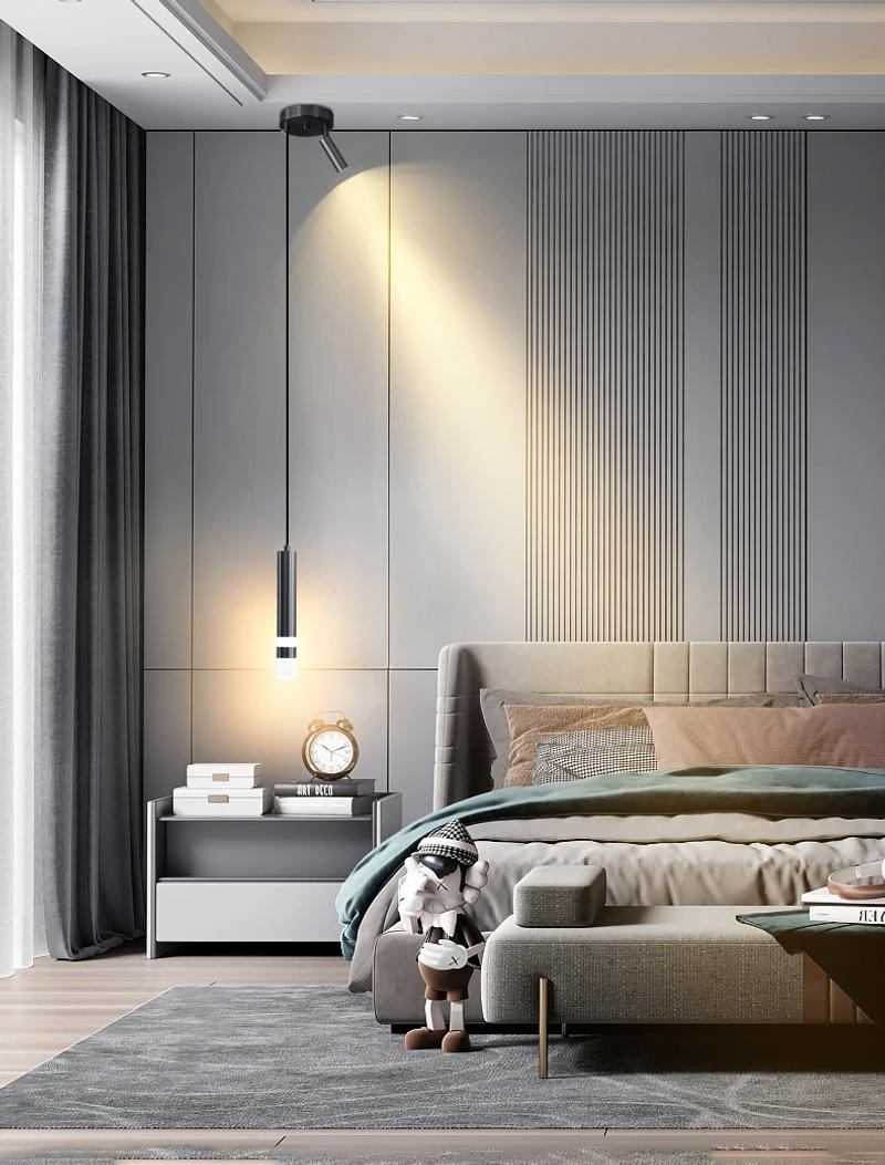 Description Picture 6 of itemModern Led Long Pendant Light for Bedroom Bedside Living Room Hanging Lamps Reading Lighting Double Spotlight Decor Chandelier