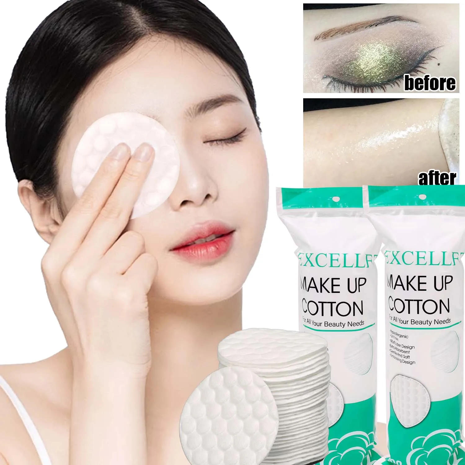 Description Picture 6 of itemFacial Makeup Remover Disposable Cotton Pads Soft Breathable Double Sided Round Nail Polish Remover Cleansing Pads Makeup Tools