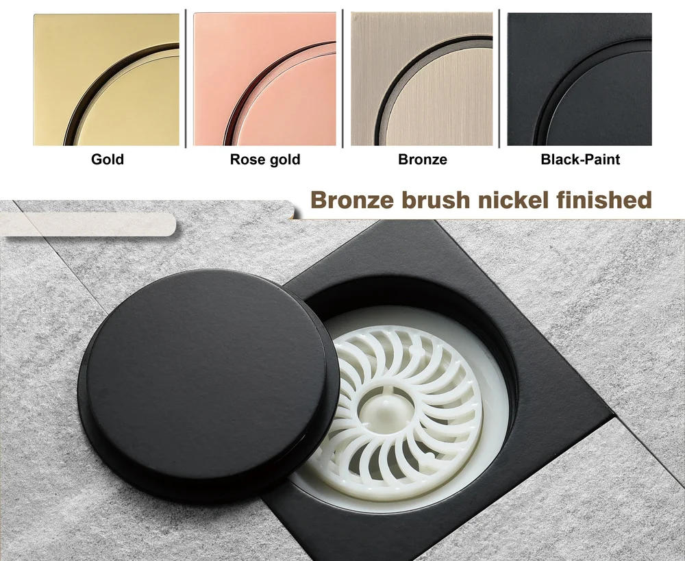 Description Picture 5 of itemShower Rooms Accessorie Electroplated Square Floor Drain Balcony Outdoor Drain Bathroom Renovation Hidden Installation 100X100MM