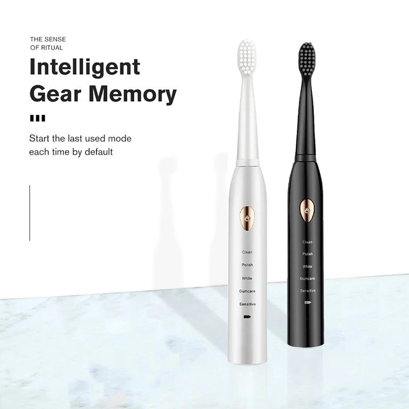 Description Picture 5 of itemSonic Rechargeable Electric Toothbrush Washable Whitening Timer for Men and Women Adult With 4pcs Head Soft Hair IPX7 Waterproof