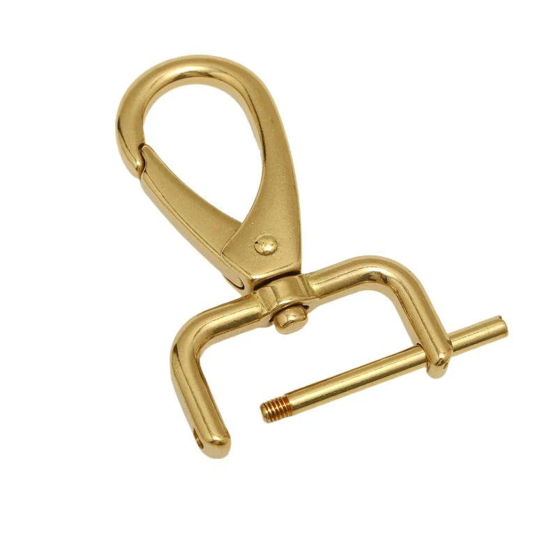 Description Picture 3 of item1x Solid Brass Detachable Snap Hook Swivel Eye Trigger Clip Clasp Buckle for Leathercraft Strap Belt Keychain Webbing Pet Leash