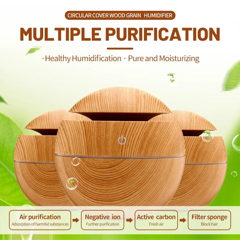 Description Picture 6 of itemMini USB Ultrasonic Aroma Diffuser Cool Mist Sprayer Wood Grain Electric Air Humidifier Purifier for Home office and Car Use