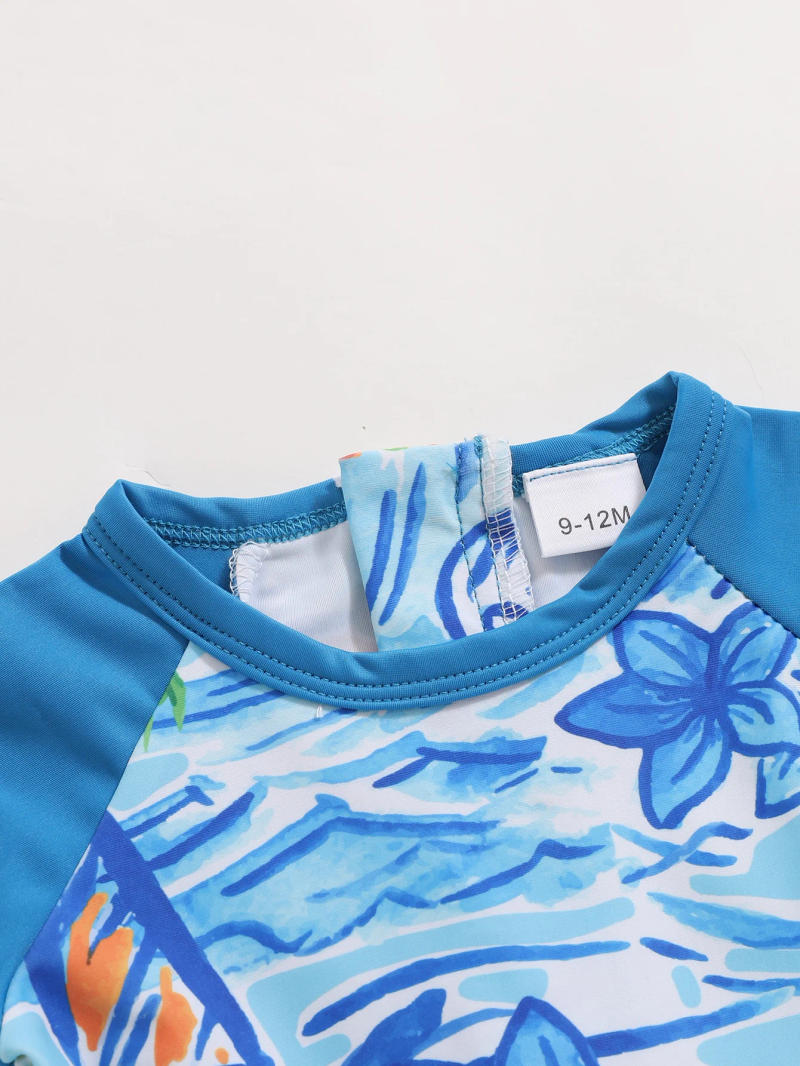 Description Picture 4 of itemSummer Swimsuit Vacation Travel Swimming Casual Comfortable Short Sleeve Shorts Romper Baby Boy Cartoon Print