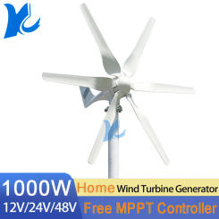 Home 1000W Horizontal axis Wind Energy Turbine Wind Power Generator 1KW 12V 24V 48V Farm Windmill With MPPT Controller Regulator