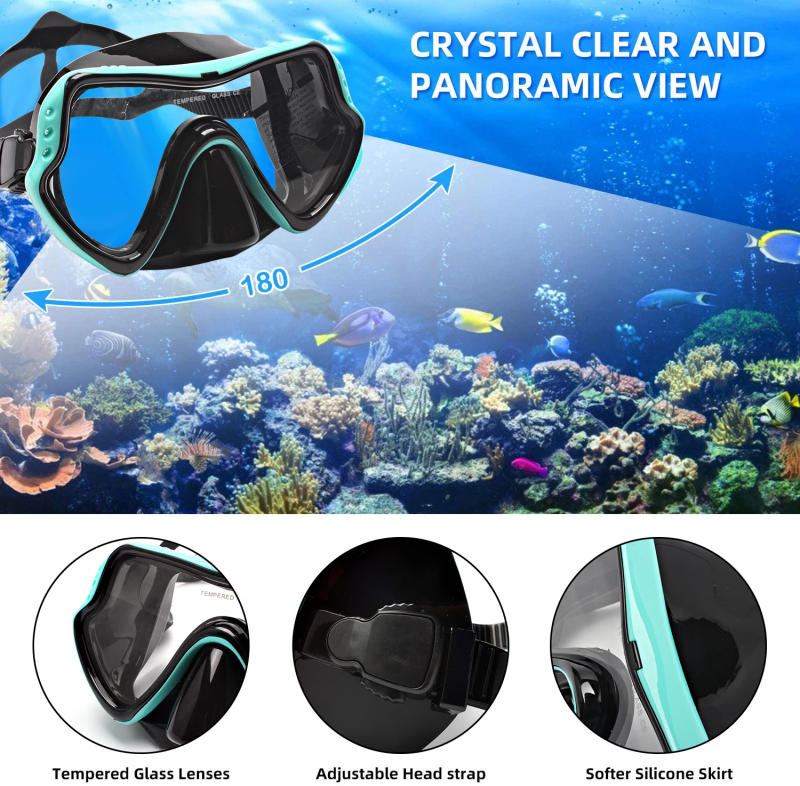 Description Picture 2 of itemJSJM New Professional Snorkel Diving Mask  Snorkels Goggles Glasses Diving Goggles Swimming Tube Set Snorkel Mask Adult Unisex