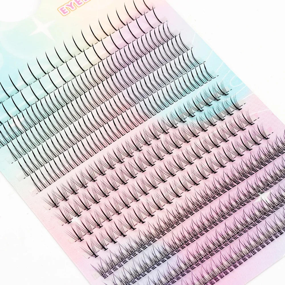 Description Picture 3 of item3D Heat Bonded False Lashes Individual DIY A/M Shape Spikes Cluster Eyelash Extension Fish Tail Mix Makeup Natural Premade Fan