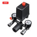 4 Port Air Compressor 220v/380v All Black Bracket With Switch Manifold Pressure Regulator Aluminum Alloy Safety Pressure Valve