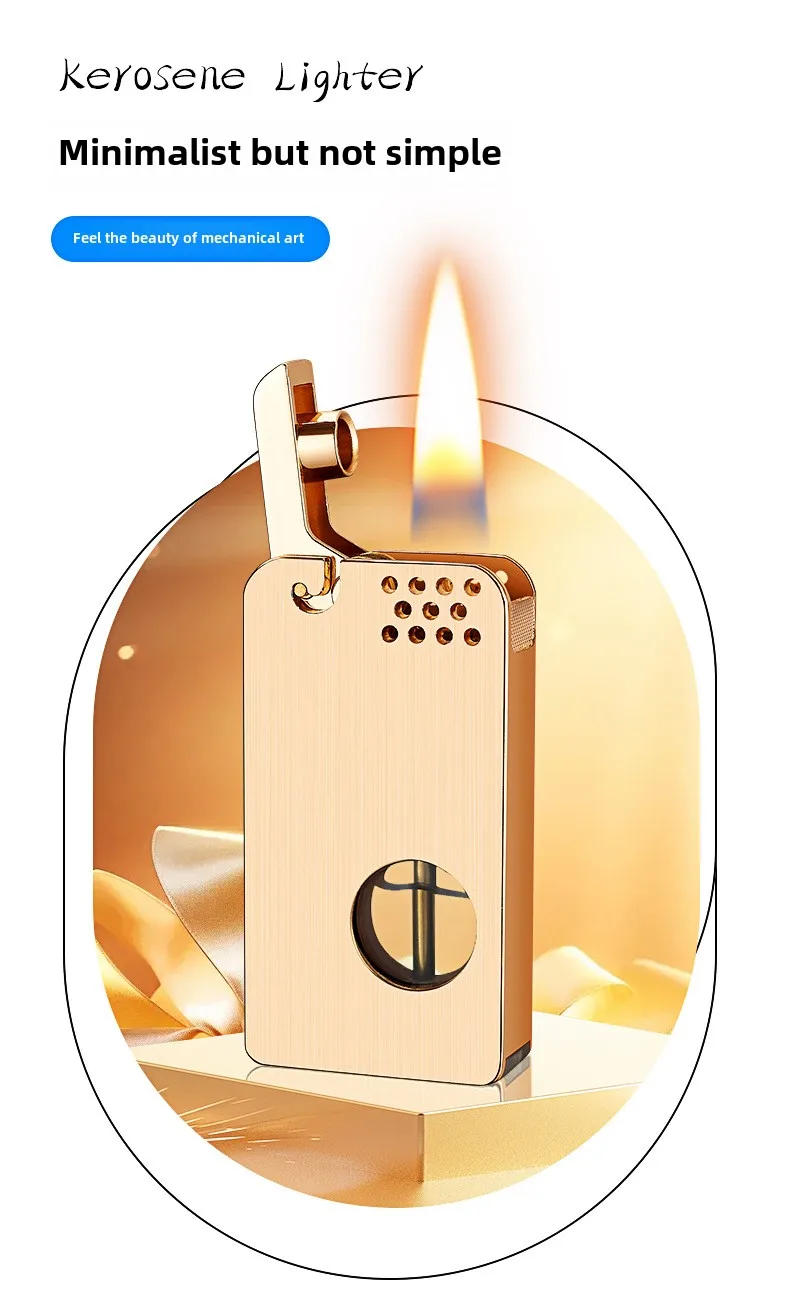 Description Picture 6 of itemTransparent Visible Kerosene Gasoline Lighter Retro Metal Flint Cigarette Windproof Lighter Smoking Accessories Gifts for Men