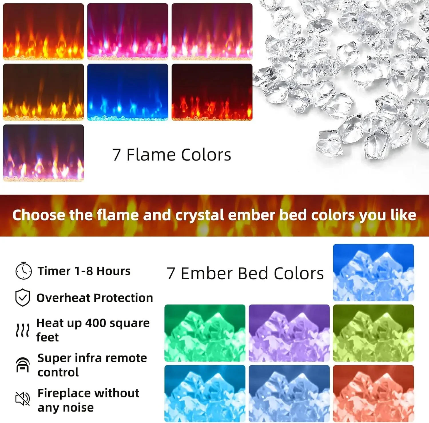 Description Picture 4 of itemFireplace TV Stand for 80 Inch TV Farmhouse Entertainment Center with 42" Fireplace & LED Lights Modern Media Console Table