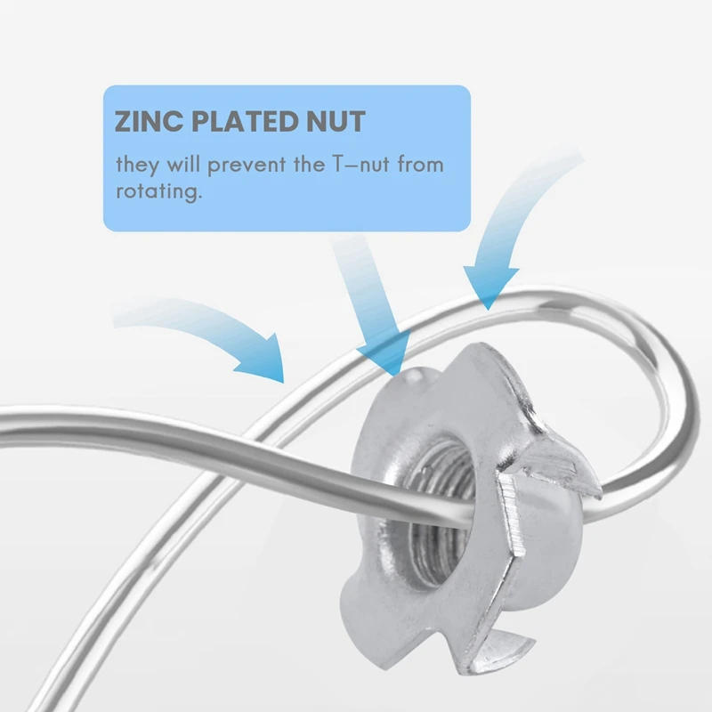Description Picture 6 of item245PCS Zinc Plated M3/M4/M5/M6/M8/M10 Four Claws Nut Speaker Nut T-Nut Blind Pronged Tee Nut Furniture Hardware