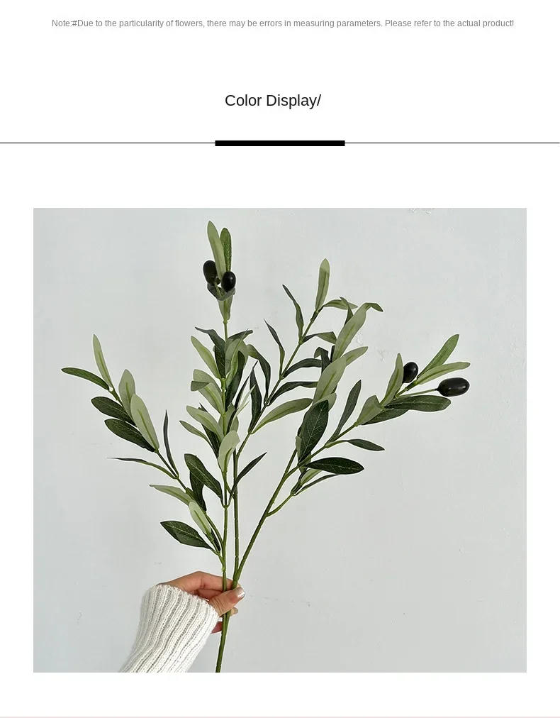 Description Picture 5 of item4 fork Artificial Olive Leaf Home Decoration Olive Branch Artificial Green Plant Flower Arrangement Photography Prop