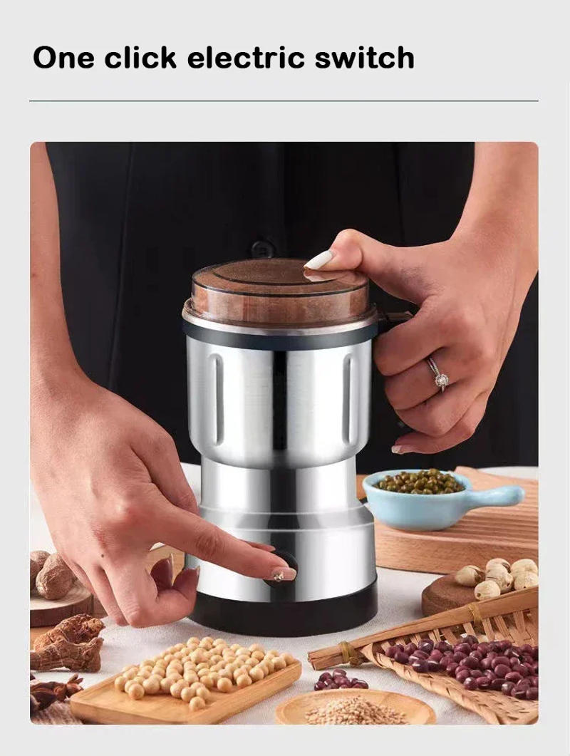 Description Picture 5 of item220V Multifunction Coffee Grinder Stainless Steel Blade Electric Herbs Beans Mill Spices Nuts Grains Cafe Bean Grinding Machine