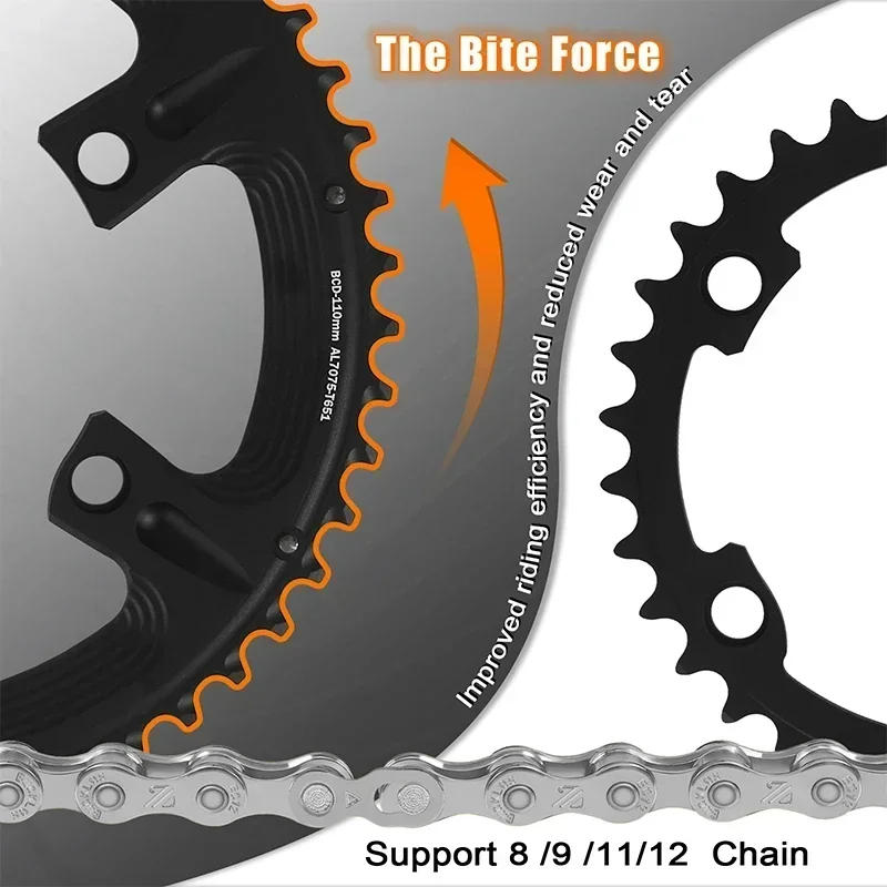 Description Picture 5 of itemBUCKLOS Road Bike 110BCD Chainwheel 34/36/39/50/52/53T Double Bike Sprocket Crown Bicycle Chainring for R7000 R8000 R9000