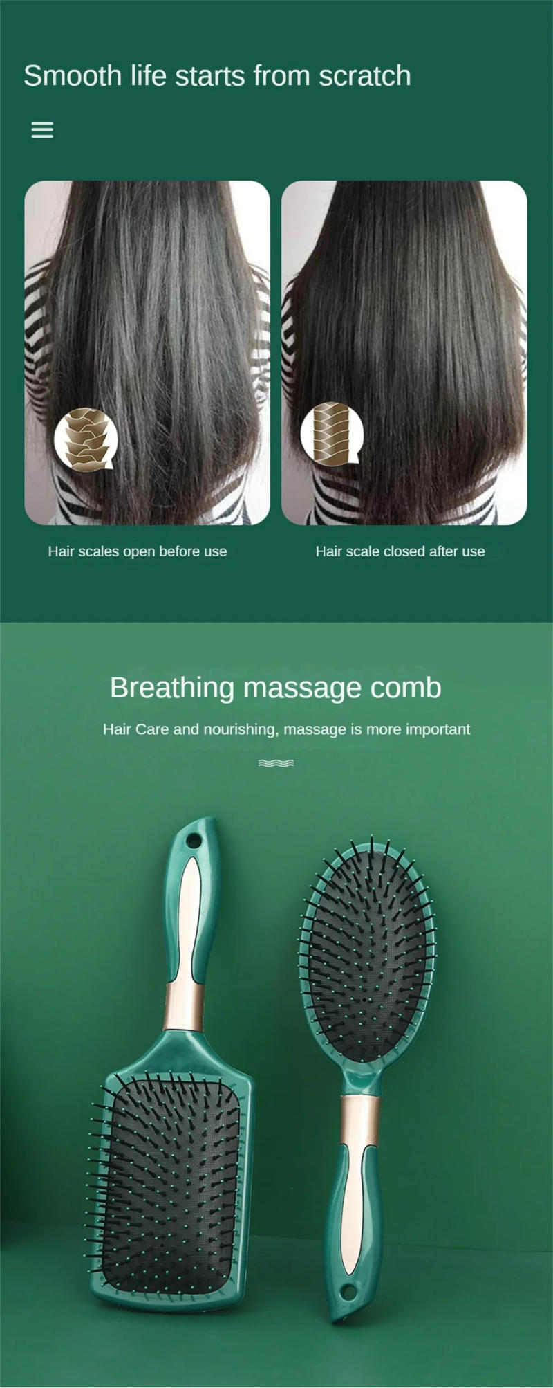 Description Picture 6 of itemComb Head Massager Hairdressing Styling Tools Hair Brush Scalp Massage Comb Hair Comb Anti-static Scalp Massage