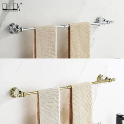 Polished Gold Towel Bar, Chrome Crystal Towel Holder Adjustable Towel Rack Expandable Rail Bathroom Accessories Wall EL85424