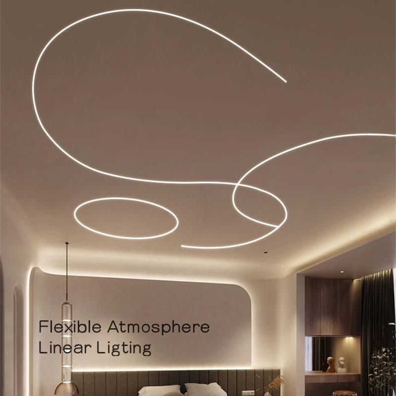 Description Picture 4 of itemTrimless Recessed Curved LED Aluminum Profile Bendable Hidden Ceiling Channel Soft Cover Wall Floor Decor Linear Bar Strip Light