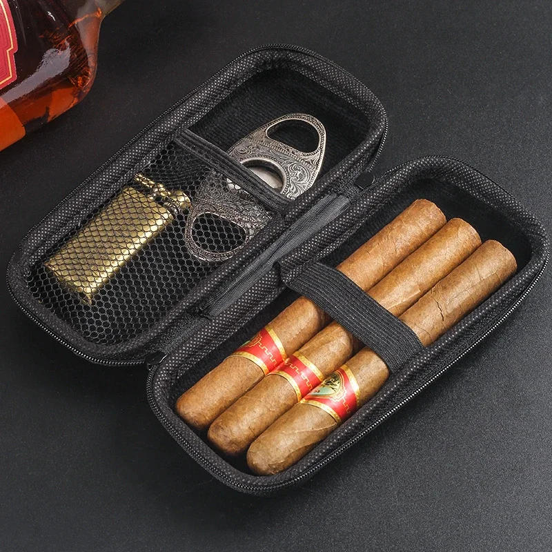 Description Picture 2 of item1pc Portable Cigar Travel Case EVA Light weight Cigar Holder Bag Zipper Carrying Case for Cigar Accessories Cool Gadget