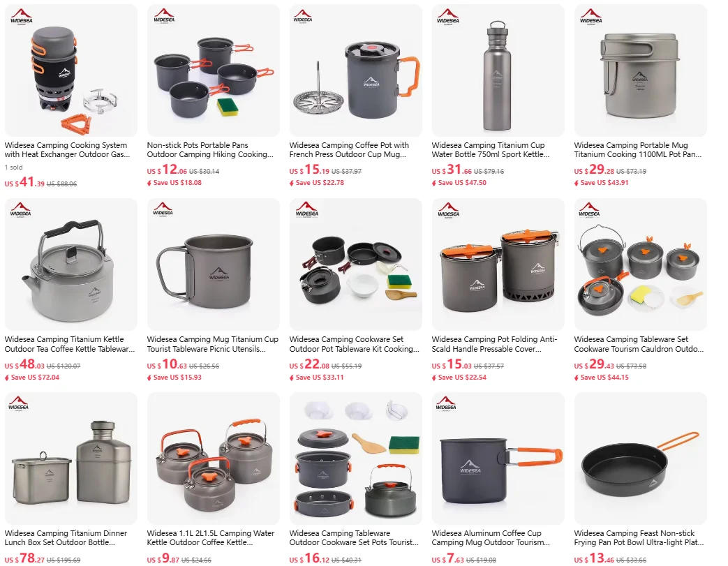 Description Picture 3 of itemWidesea Camping Cooking System Heat Exchanger Outdoor Gas Stove Burner Tourist Pot Cup Cookware Tableware Tourism Bowler Dishes