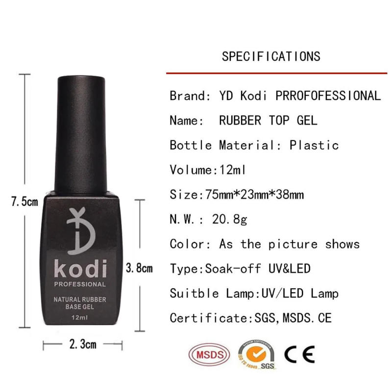 Description Picture 4 of itemYD KODI PROFESSIONAL Gel Polish Set Manicure for Nails 12ML Plastic Bottle Top Base Coat UV LED Gel Varnish Soak Off Nail Art