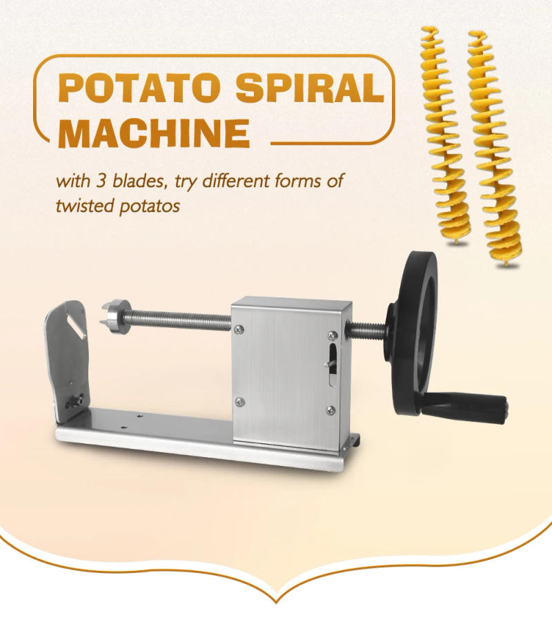 Description Picture 2 of itemITOP Twist Tornado Potato Cutter Manual Spiral Potato Slicer 3 Functions Food Processor Vegetable Curly Fries Twister Slicer