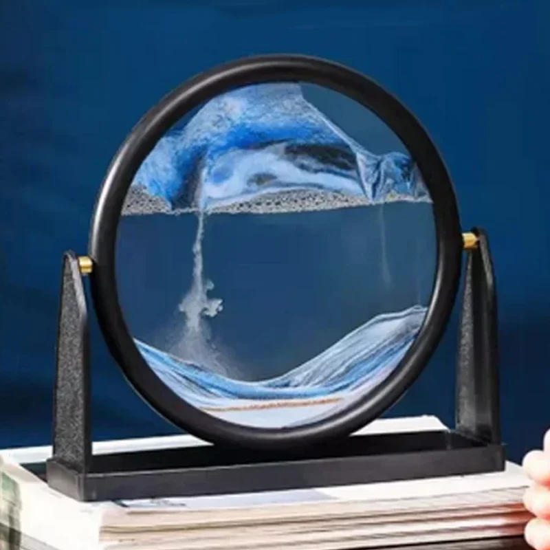 Description Picture 6 of itemRotatable Flowing Sand Painting Art Picture Round Glass Hourglass 3D Deep Sea Quicksand Modern Home Decoration Colour Sandglass