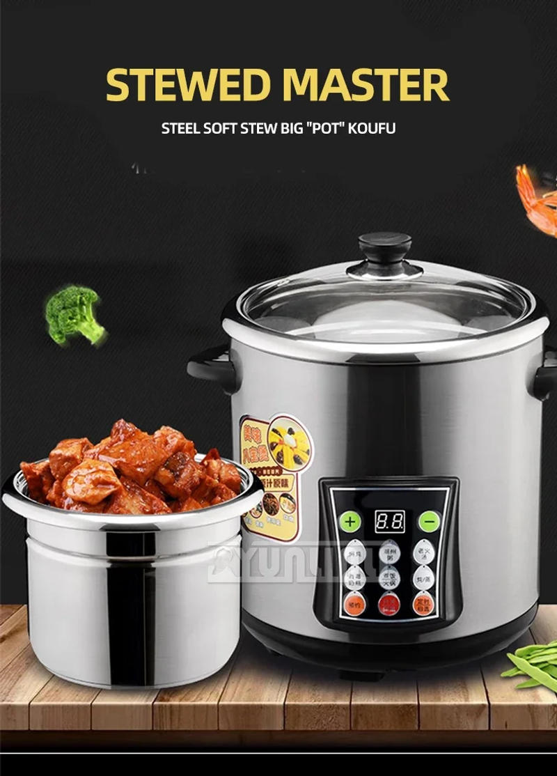 Description Picture 2 of itemHousehold Multifunctional Stainless Steel Stew Pot High Capacity Electric Slow Cooker Home Appliances