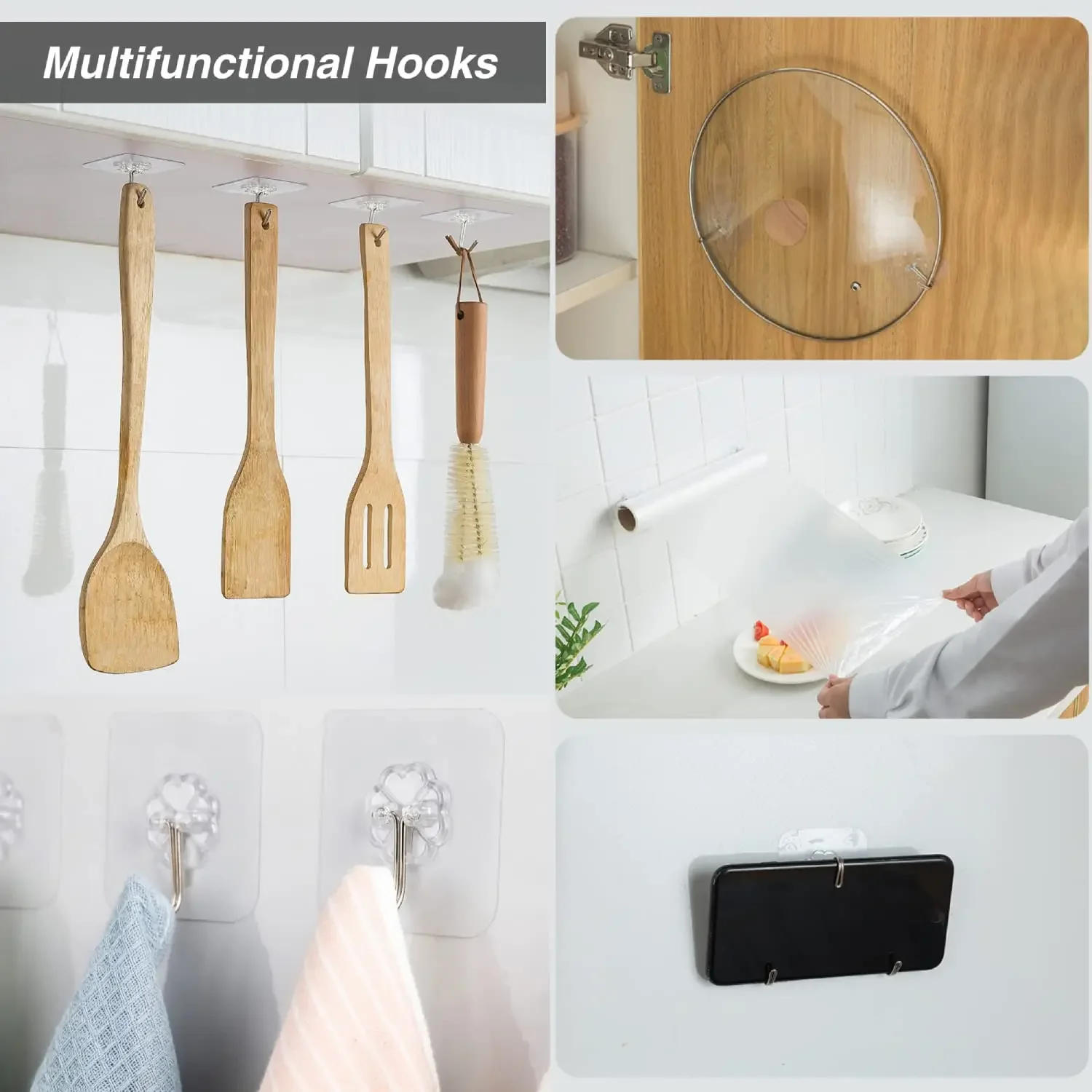 Description Picture 2 of itemTransparent Stainless Steel Self-Adhesive Hooks Bathroom Towel Clothes Storage Sticker Hooks Key Hangers Storage