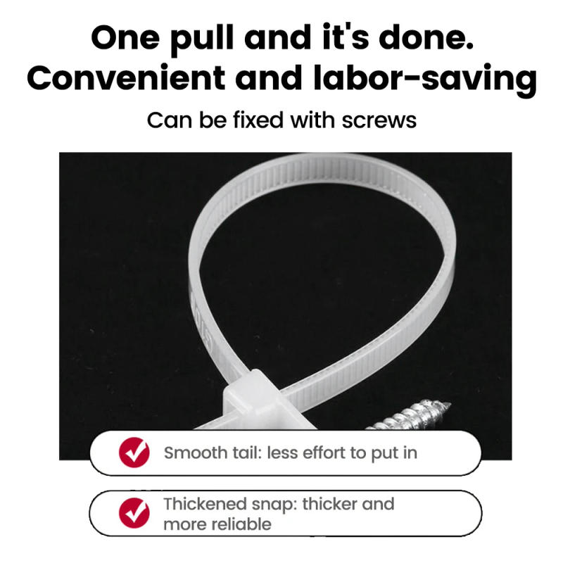 Description Picture 5 of item100Pcs Screw Hole Cable Ties Fixed Cable Tie Nylon Cable Zip Ties With Screw Hole Mount Self Locking Loop Wrap Bundle Tie Straps