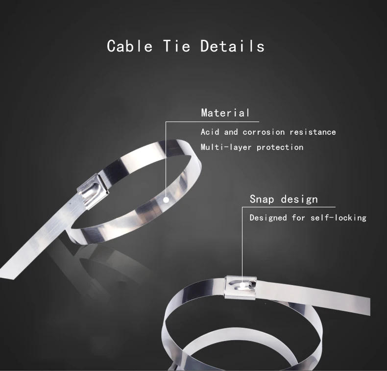 Description Picture 4 of item10 20 50 100 Pcs 4.6mm 0.18 inch Ball self locking 304 Stainless Steel Cable Ties Exhaust Wrap Coated Locking Metal Zip-Exhaust