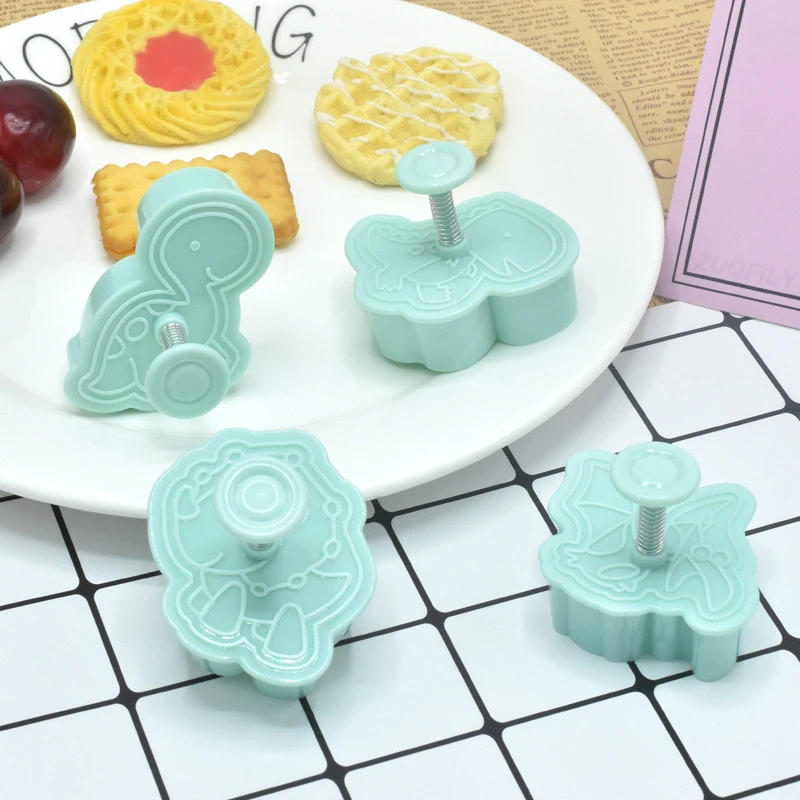 Description Picture 4 of item4Pcs Dinosaur Biscuit Embosser Stamp Mold Cartoon Animal Pattern Cookie Cutter Dessert Baking Mold Fondant Cake Decorating Tools