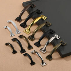 Vintage Iron Furniture Pull Antique Old Style Drawers Handle With Bow-Shaped Black Silver Barn Door Knob Hardware Accessory