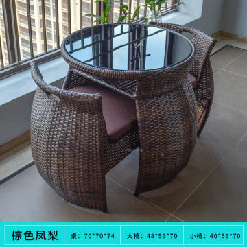 Balcony Small Table And Chair Combination Three-piece Modern Home Garden Outdoor Patio Leisure Rattan Chairs Rattan Furniture